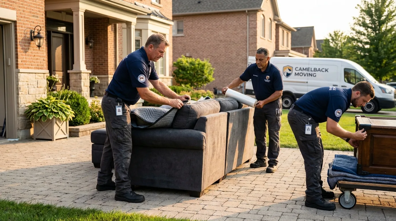 Large estate moving crew wrapping furniture in Youngwood, PA