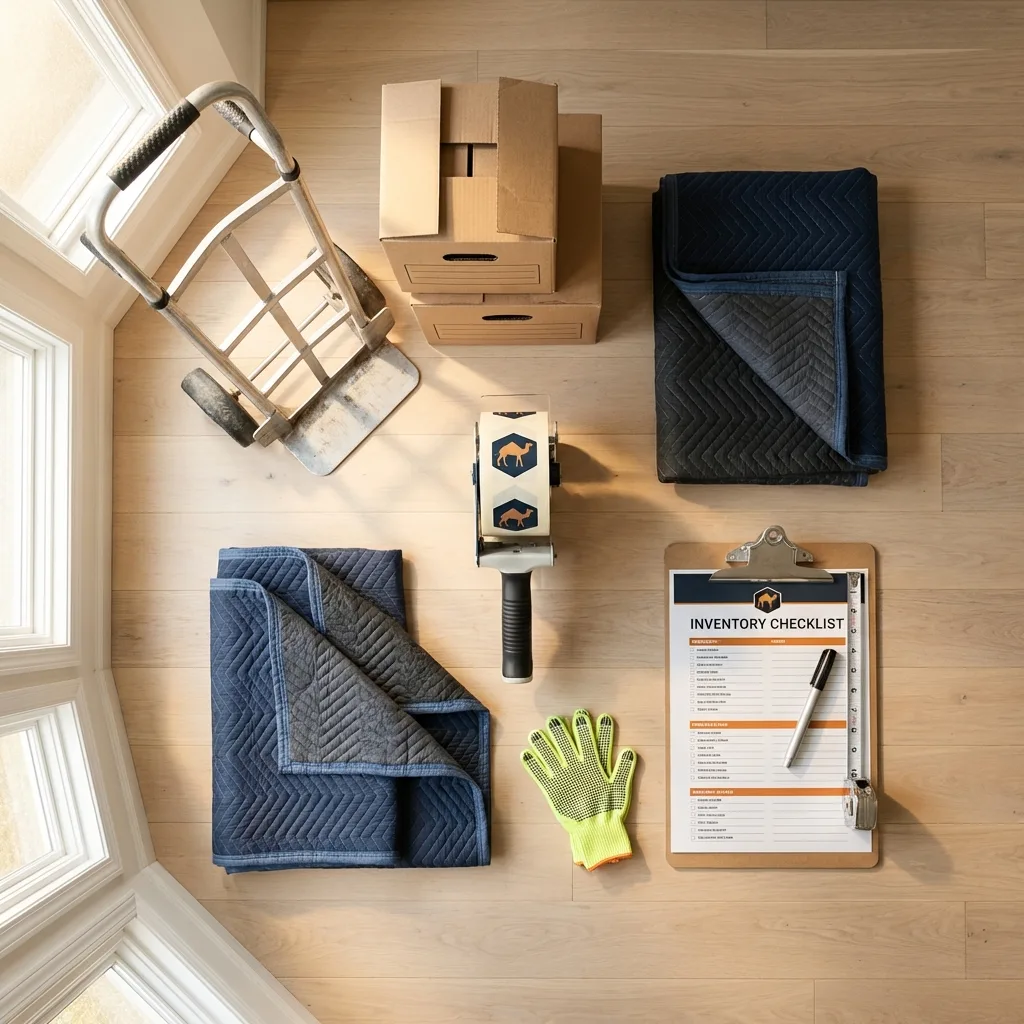 Professional moving supplies and packing materials layout for Youngwood residential relocations